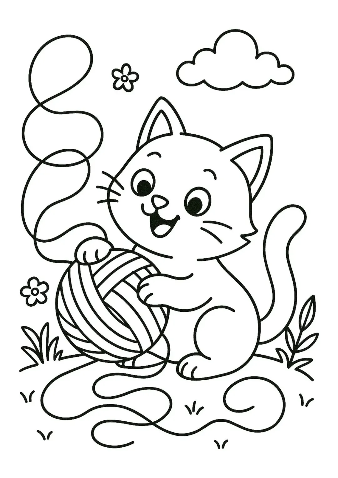 Кошка разматывает клубок