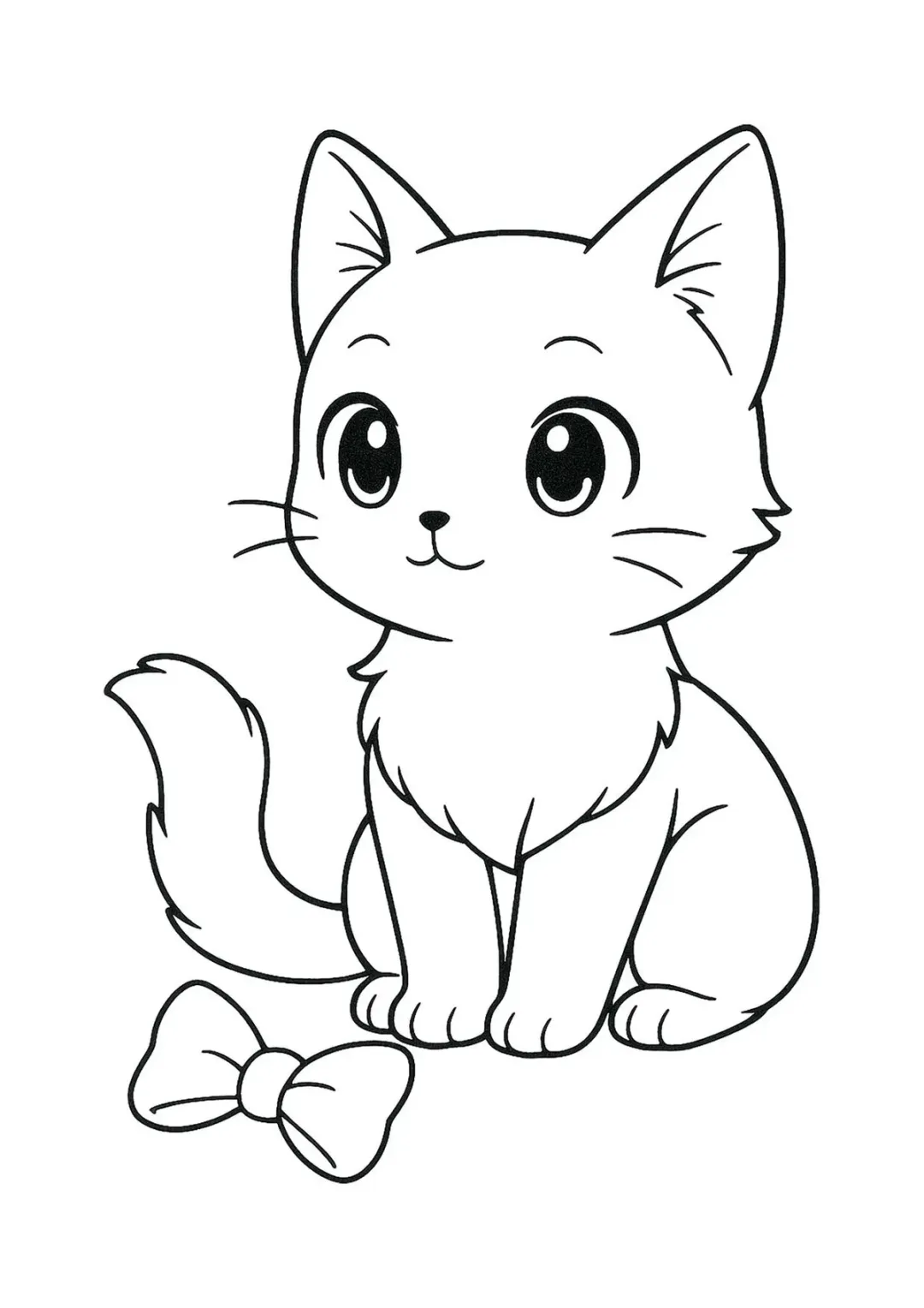 Кошка и игрушка-бантик