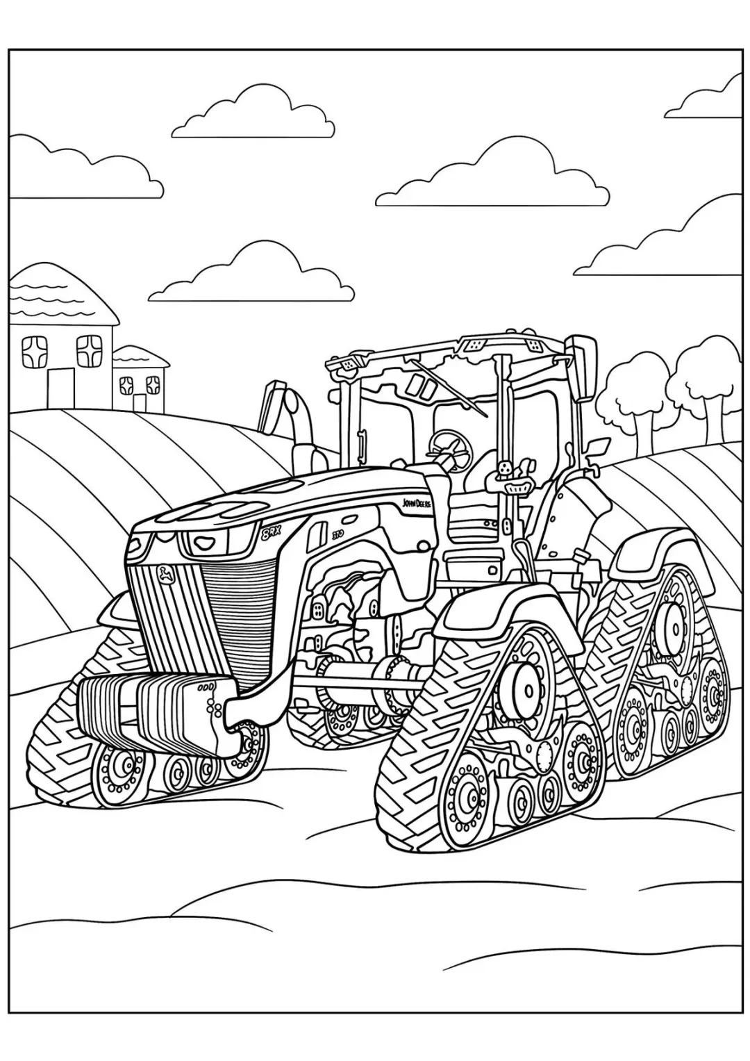 Огромный гусеничный трактор John Deere 8RX