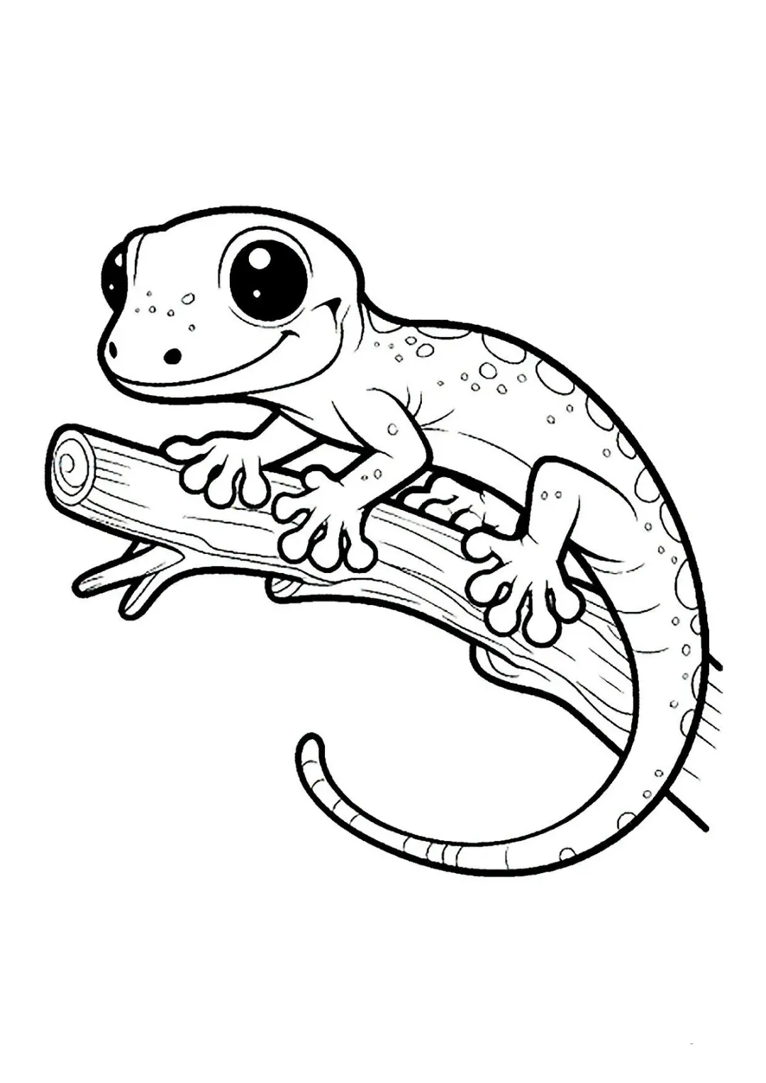 Милая ящерка на ветке