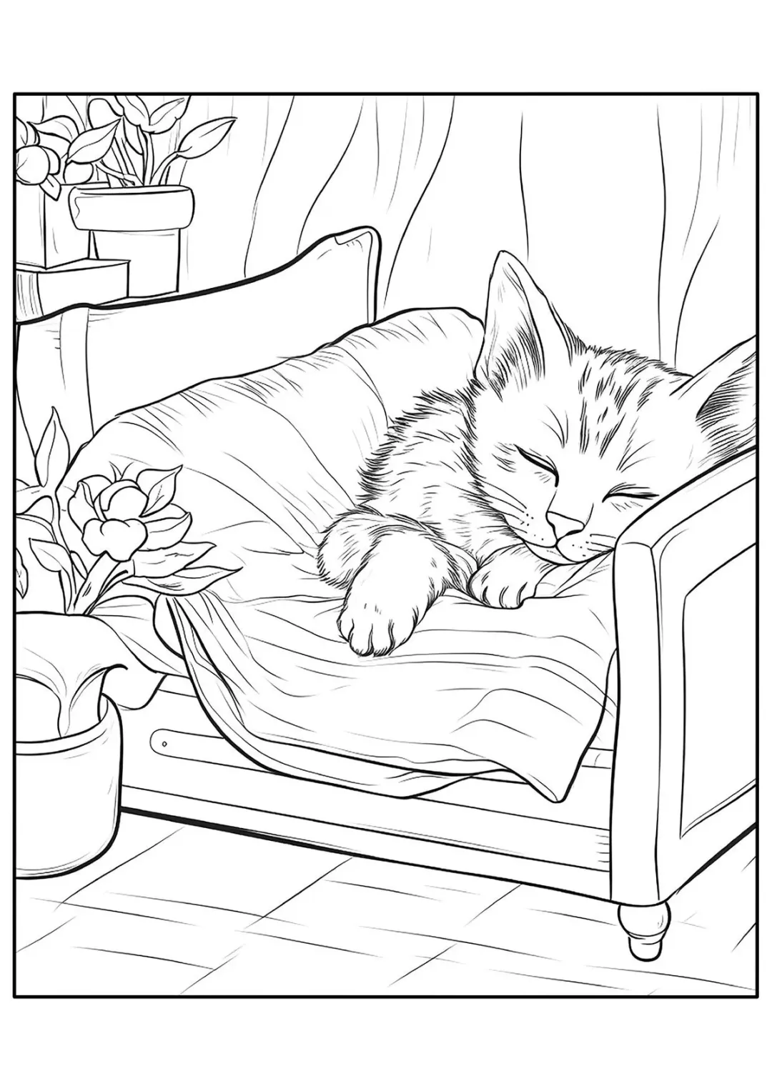 Котик в кроватке