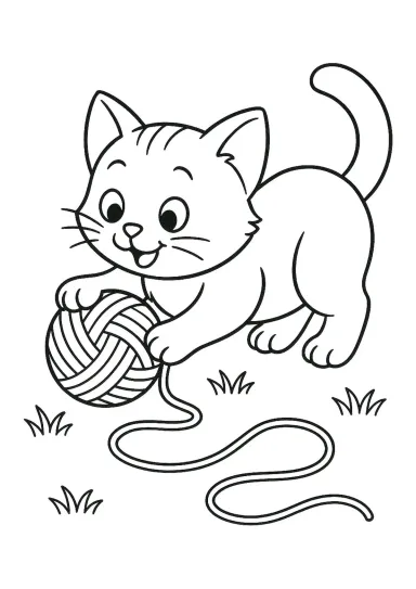Котик играет с нитками