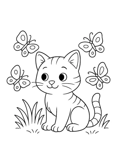 Котенок и бабочки