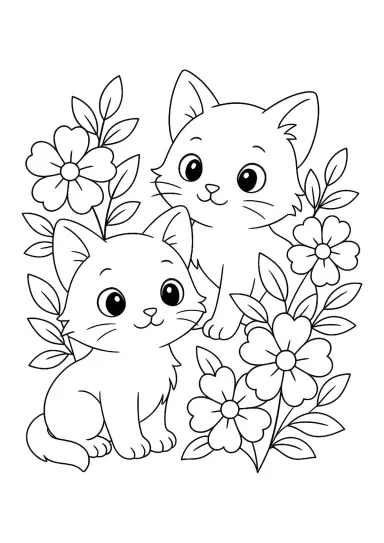 Котята и цветы