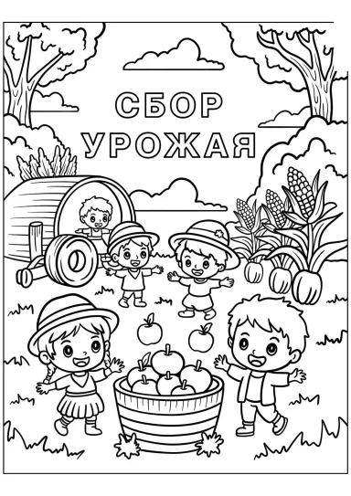Дети собирают урожай