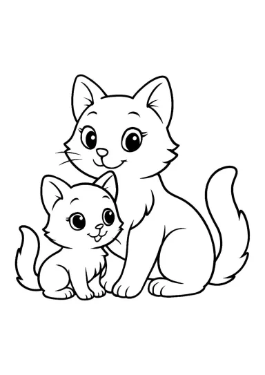 Мама-кошка и дочка-котенок