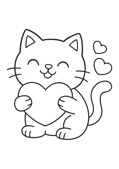 Котик обнимает сердечко