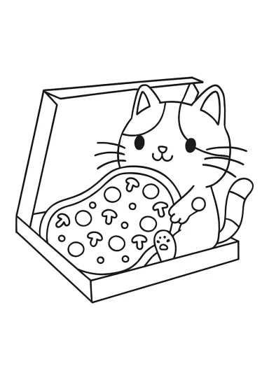 Котик ест пиццу