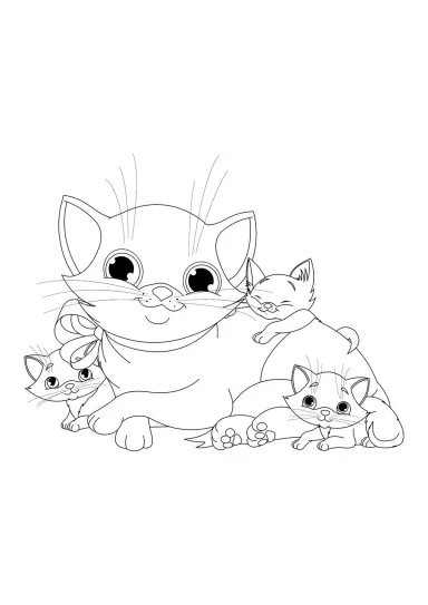 Мама кошка и котятки