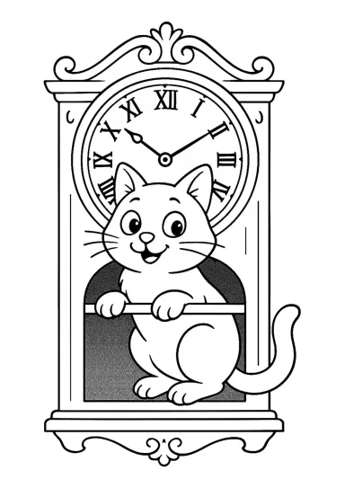 Кот забрался в старинные часы