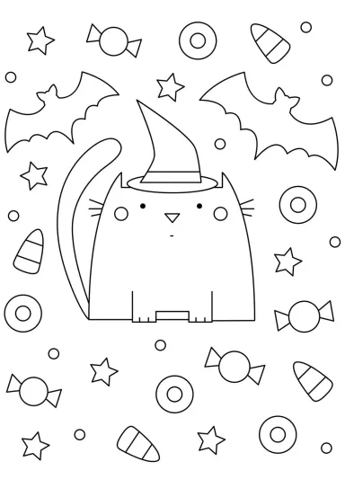 Кот с конфетами на Хэллоуин