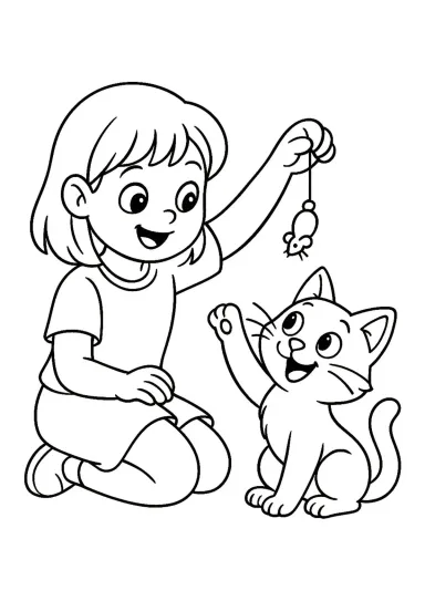 Кот с девочкой
