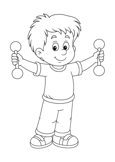 Мальчик с гантелями