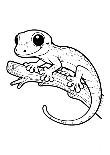 Милая ящерка на ветке