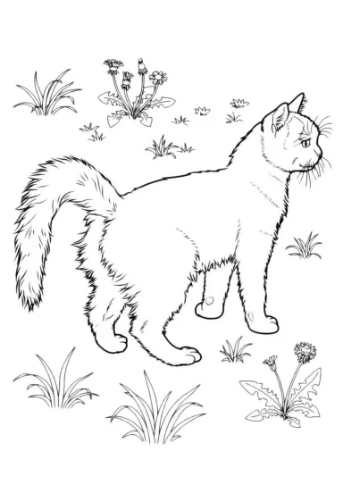 Кошка на лужайке