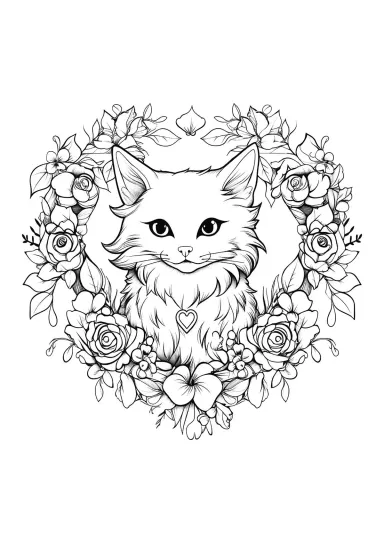 Кошка с венком цветов