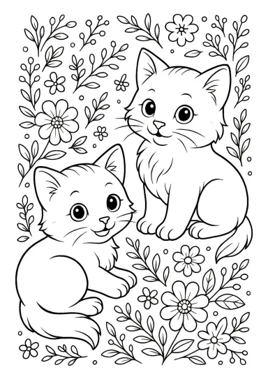Котята в цветах