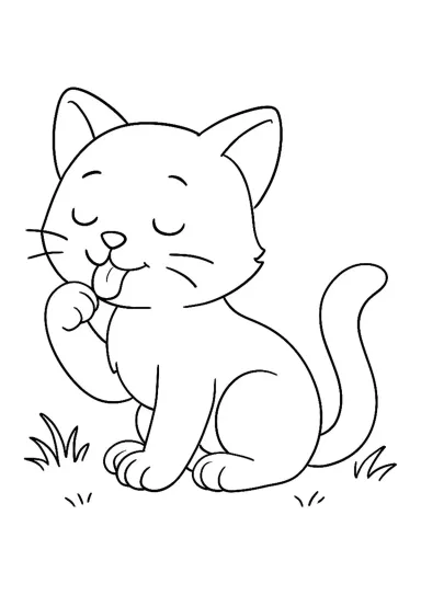Котёнок вылизывается