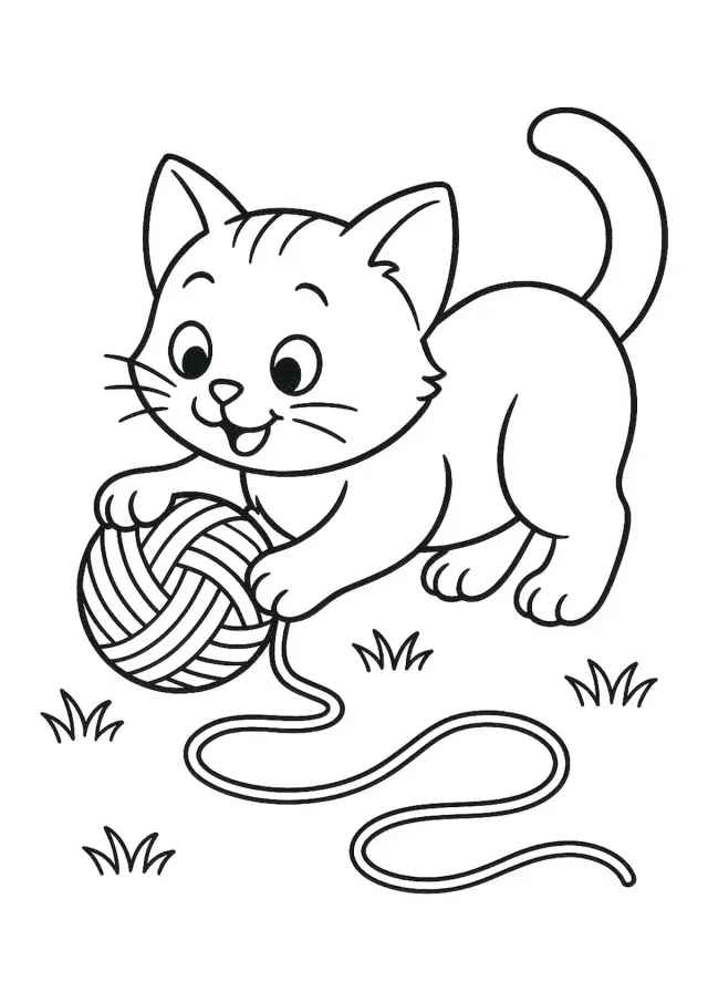 Котик играет с нитками