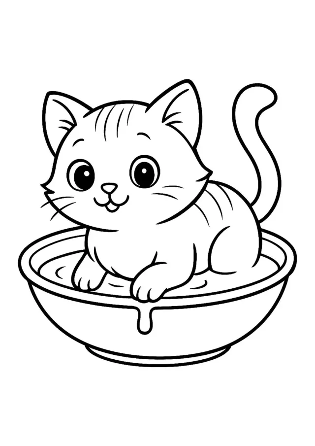 Кот залез в миску