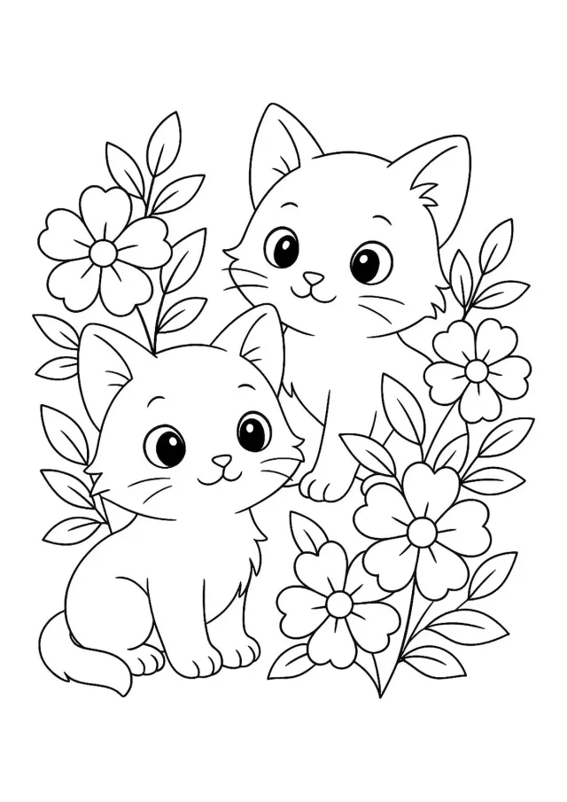 Котята и цветы