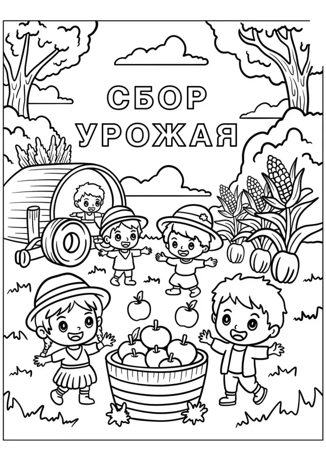 Дети собирают урожай