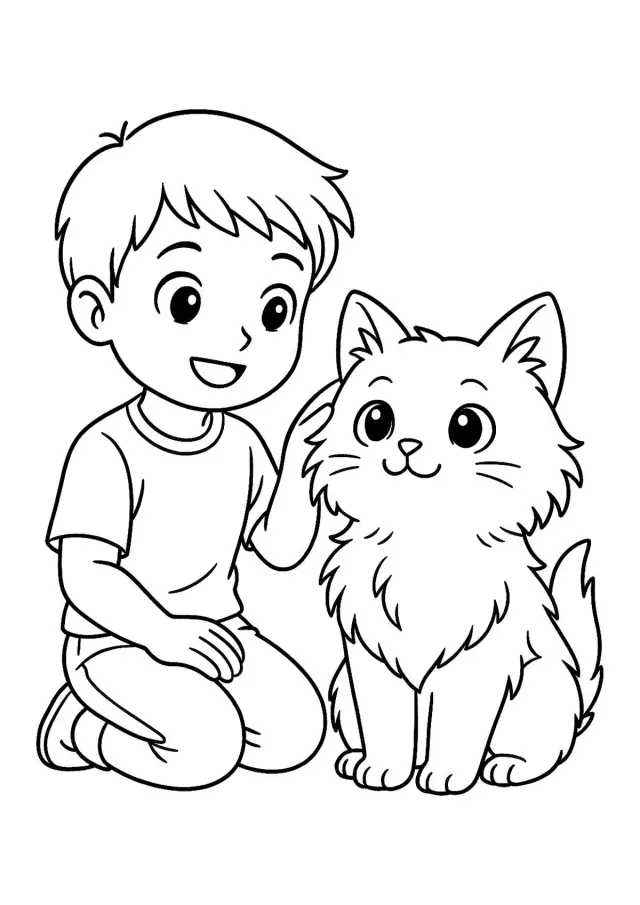 Кот и мальчик