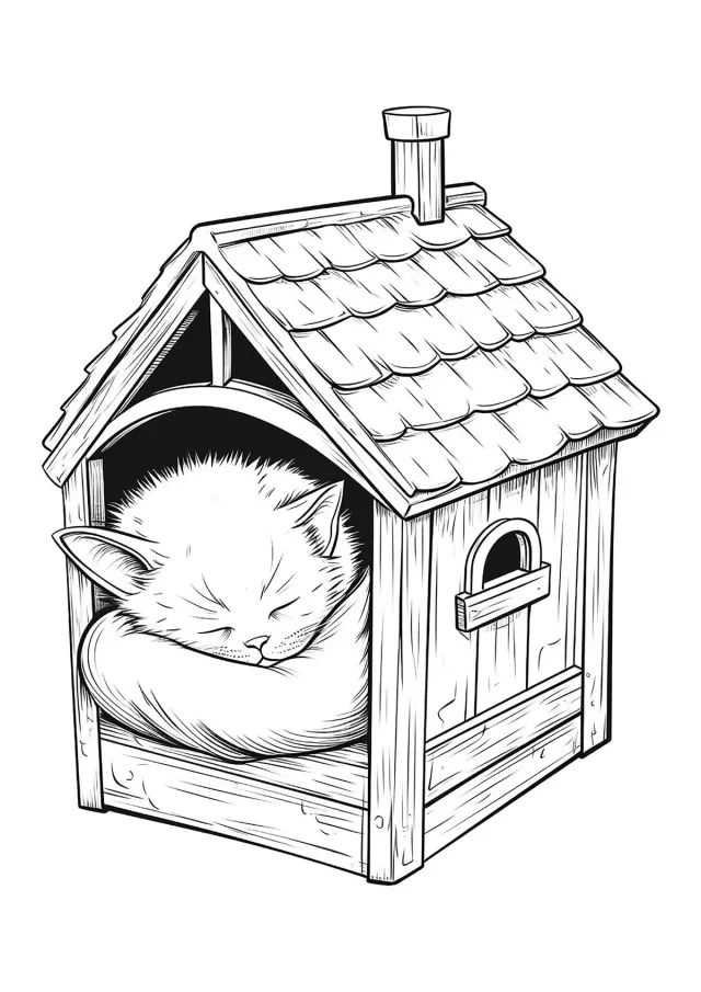 Котёнок в домике