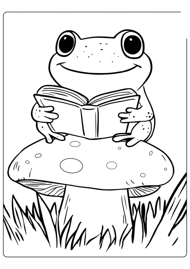 Лягушка читает книжку