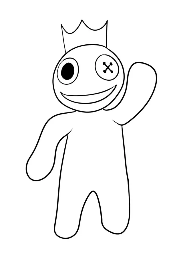 Синий из Rainbow Friends машет рукой