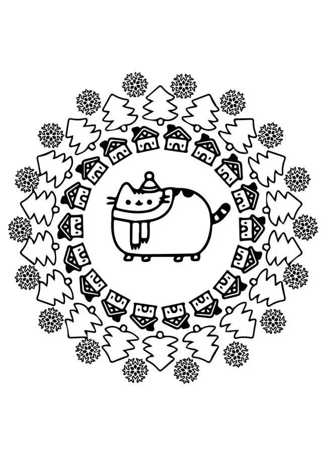 Кот Пушин и зима (мандала)