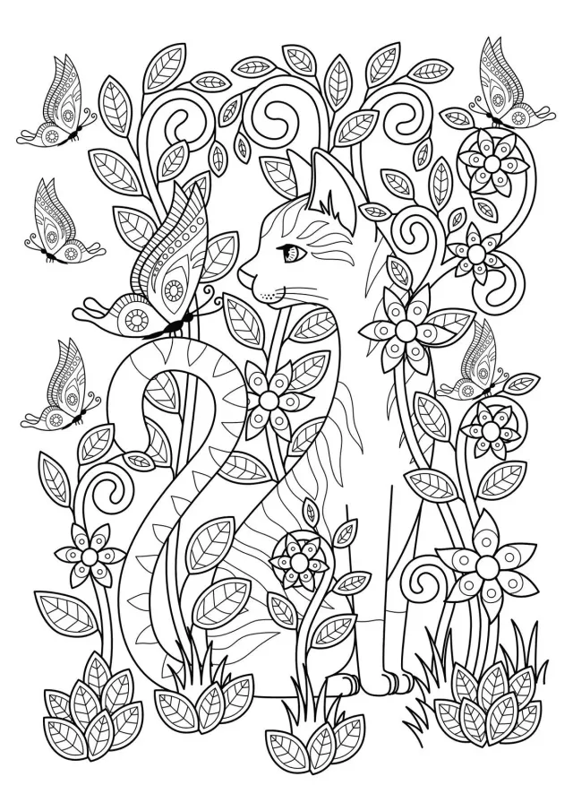 Кот в цветах