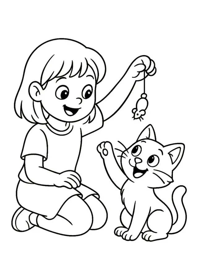 Кот с девочкой