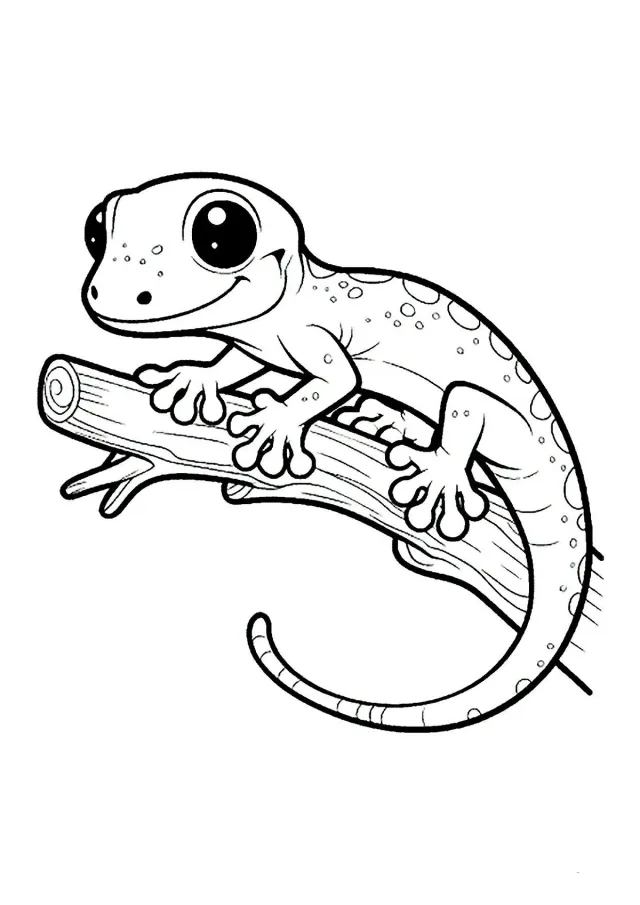 Милая ящерка на ветке
