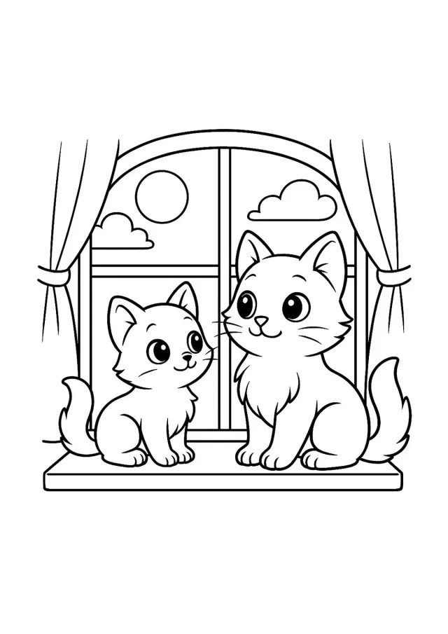 Котята смотрят в окно