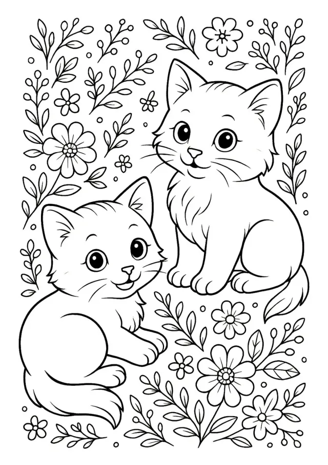 Котята в цветах