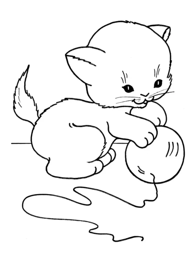 Котенок с клубком ниток