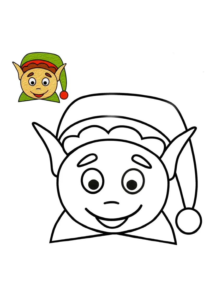 Новогодний эльф с цветным образцом