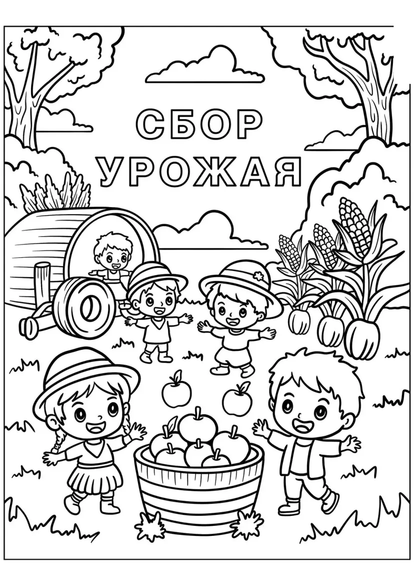 Дети собирают урожай