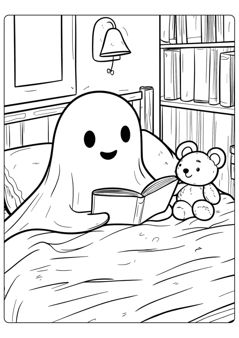 Милое привидение читает книжку