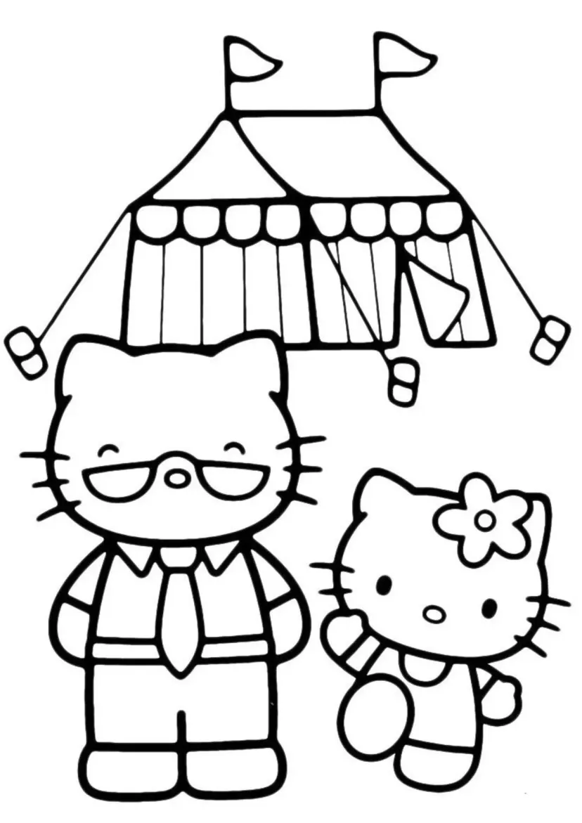 Kitty с папой пошла в поход