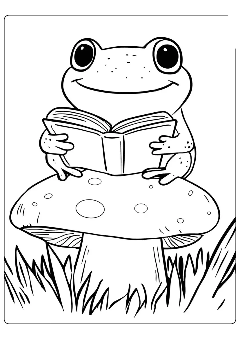 Лягушка читает книжку