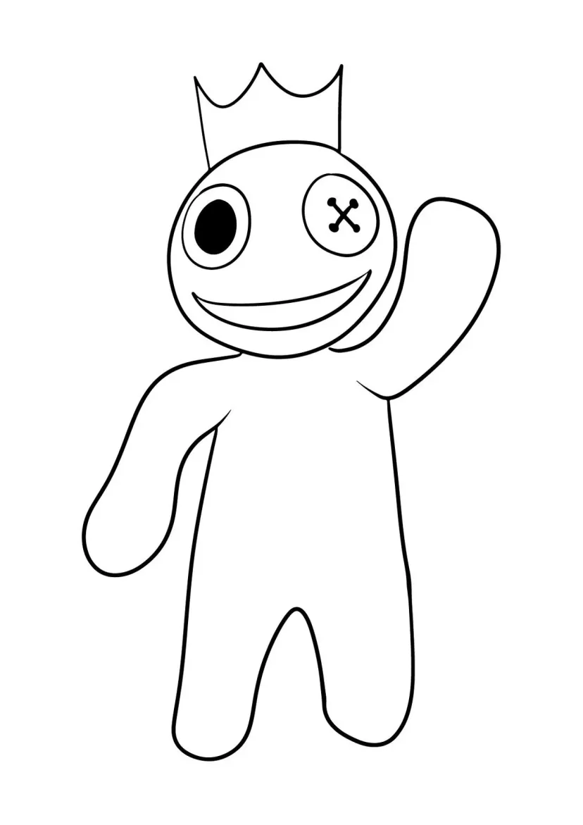 Синий из Rainbow Friends машет рукой