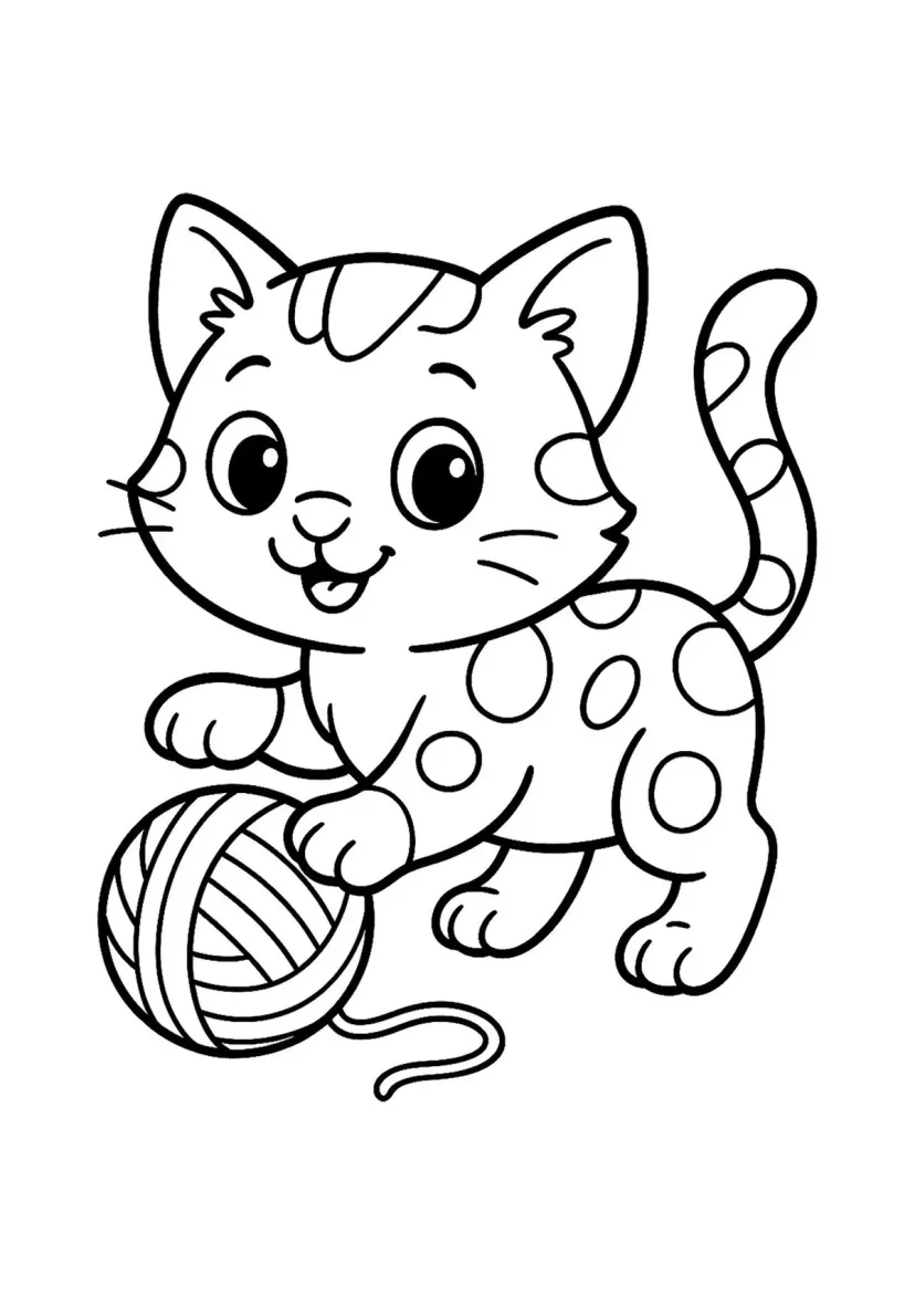 Пятнистый котёнок с клубком