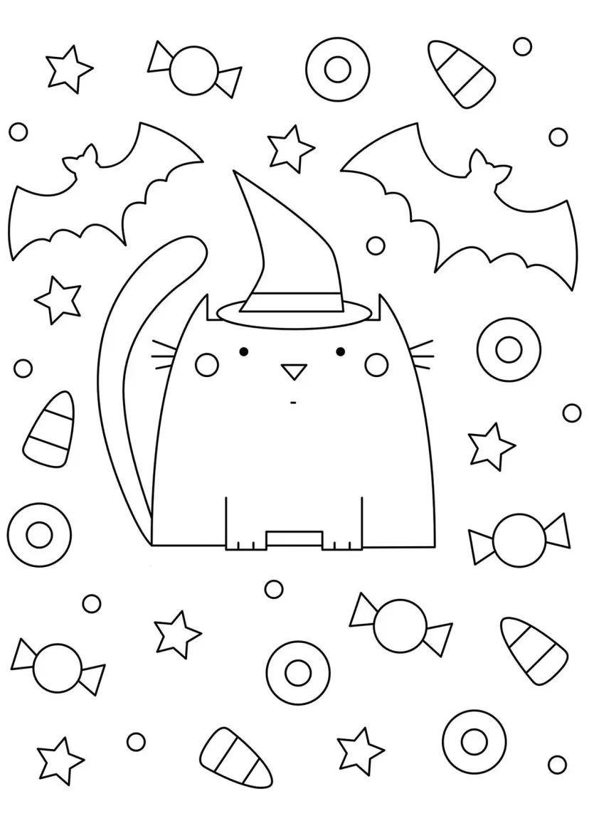 Кот с конфетами на Хэллоуин