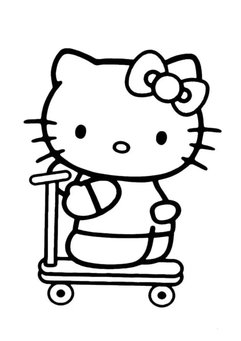 Kitty катается на скейте