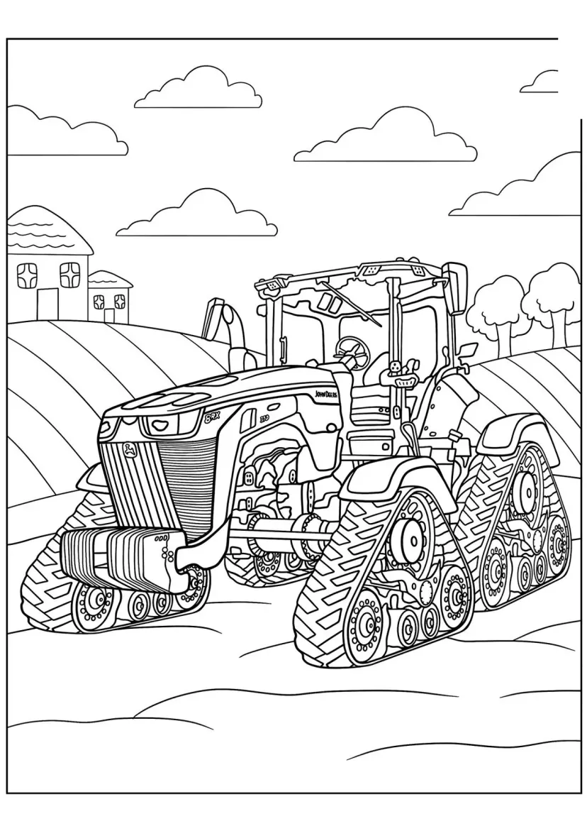 Огромный гусеничный трактор John Deere 8RX