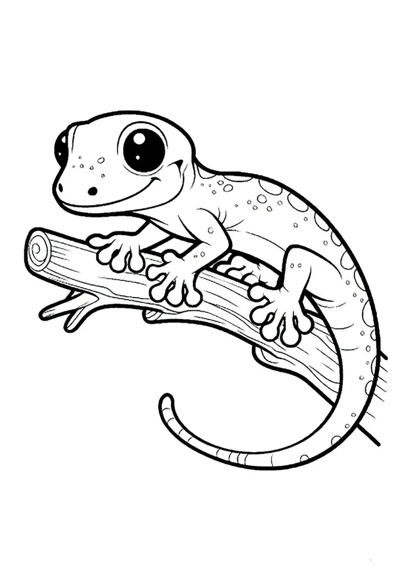 Милая ящерка на ветке