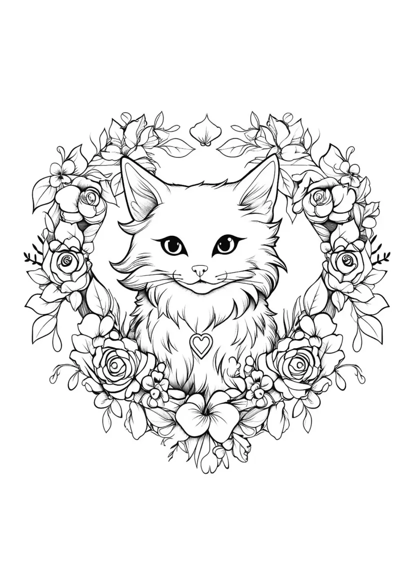 Кошка с венком цветов