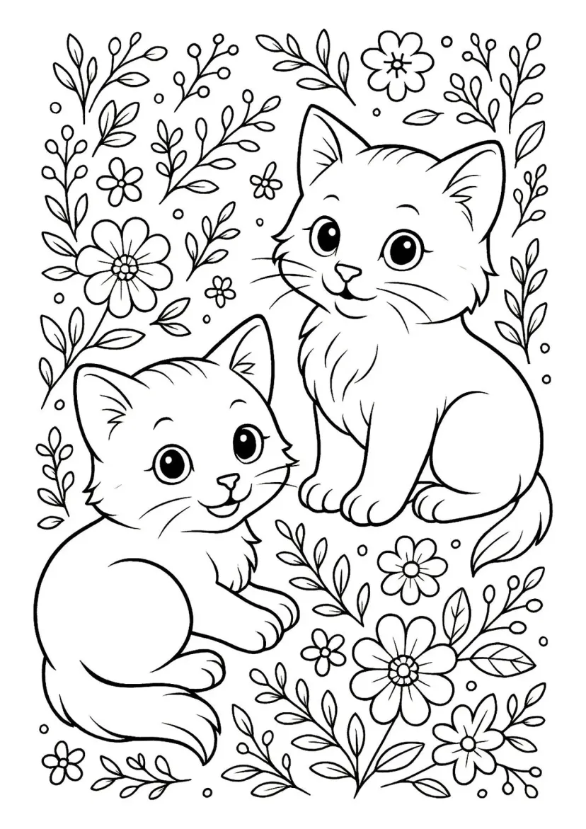 Котята в цветах